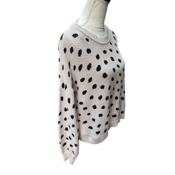 Jackson Rowe Sand Dot Polka Dot Scalloped Hem Crewneck Chukar Chunky Sweater - M - Picture 3 of 8